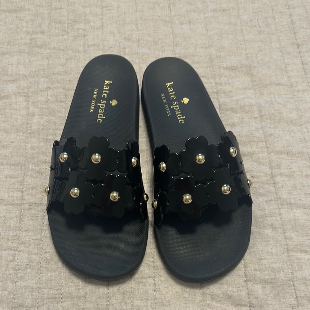 Kate Spade Black Embellished Slide Sandals